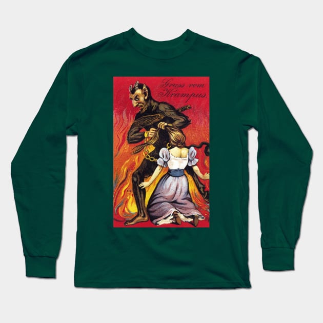 Gruss Vom Krampus Long Sleeve T-Shirt by The Curious Cabinet